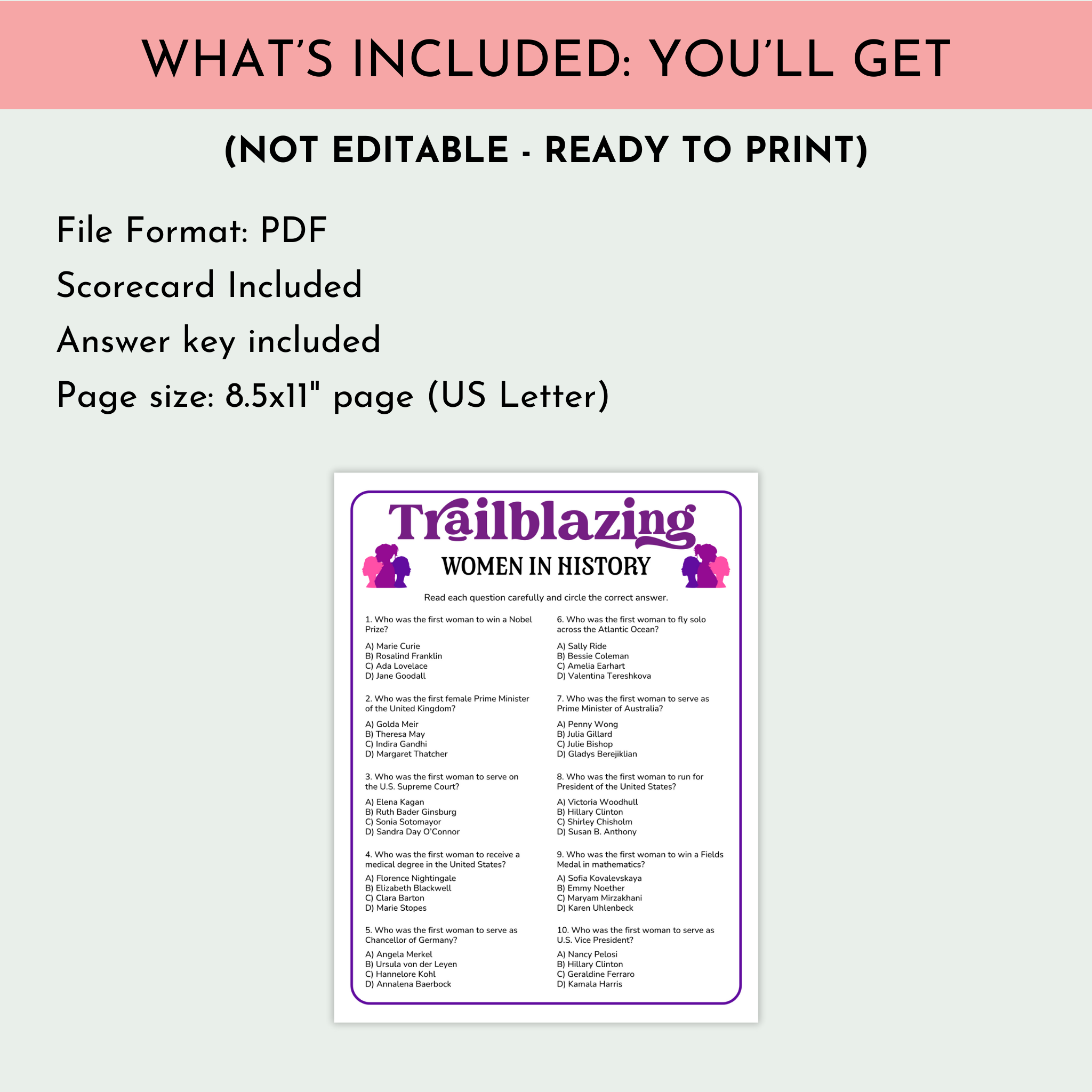 Women in History Trivia game
