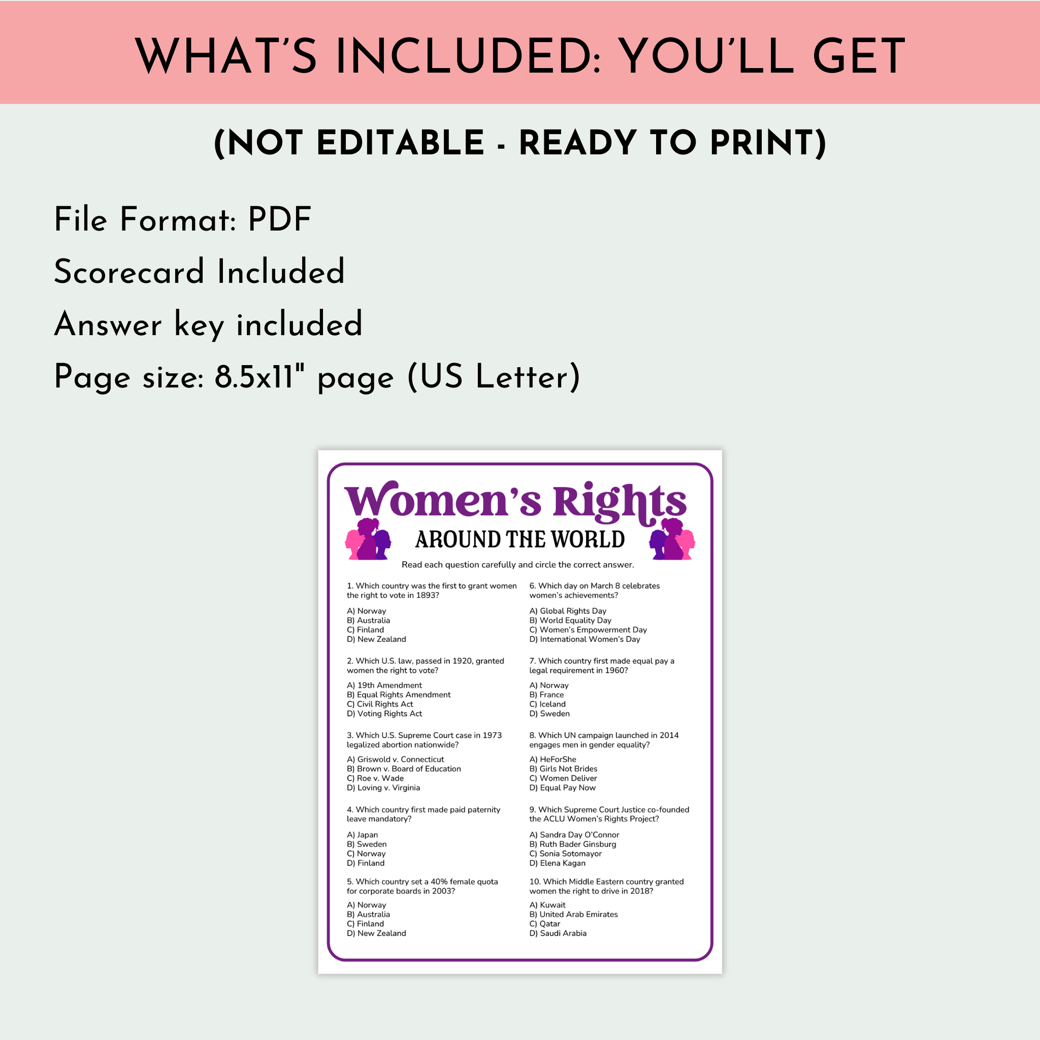 Women's Rights Trivia Game