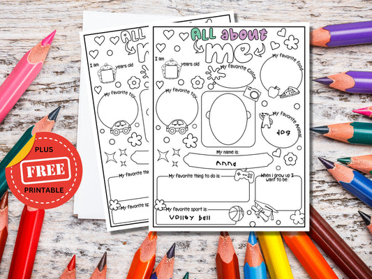 About Me Activity Coloring Sheet