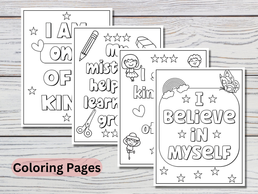 Positive Affirmation Activity and Coloring Worksheets for Kids