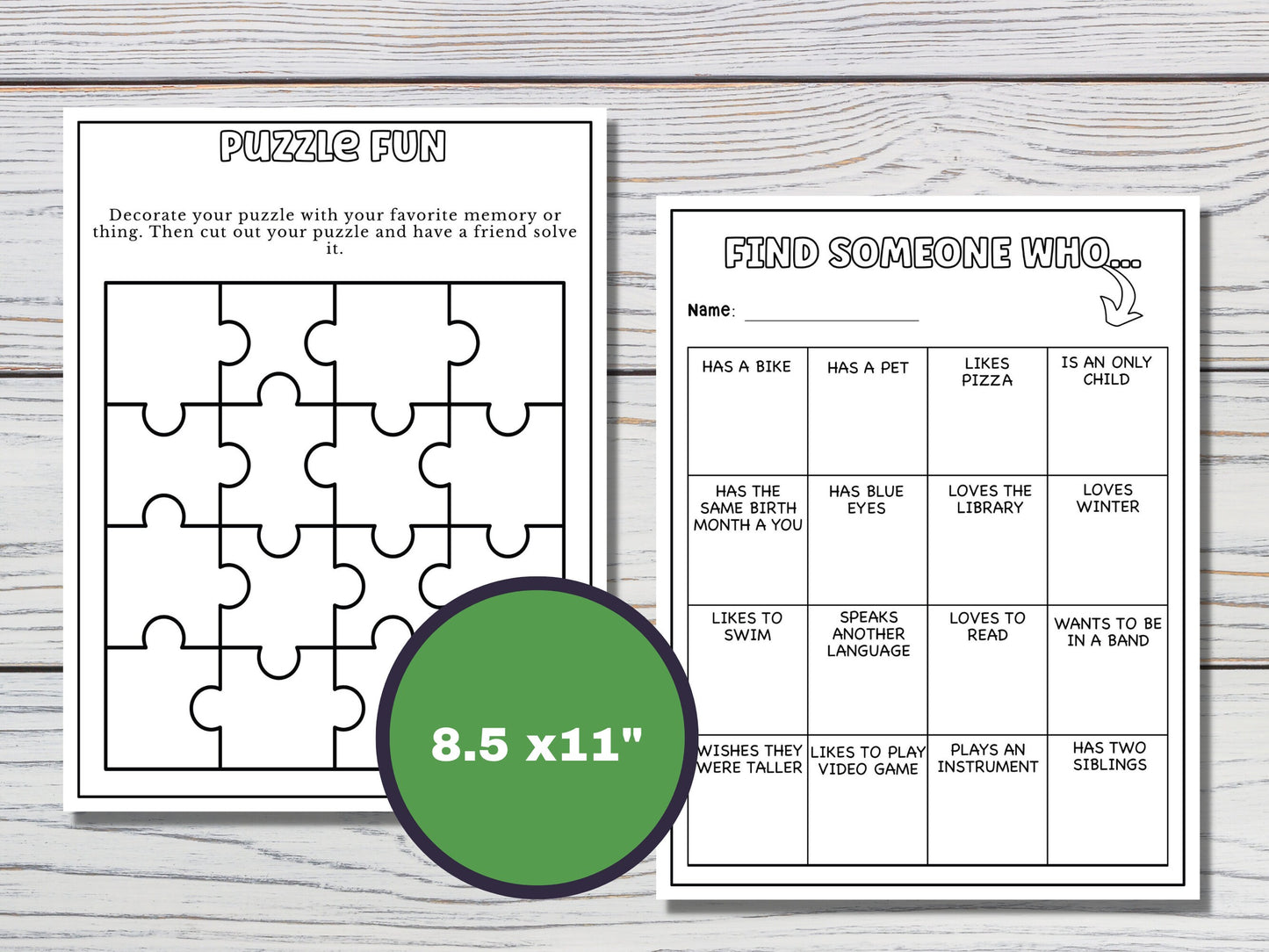 Back to School Printable Activity Worksheets