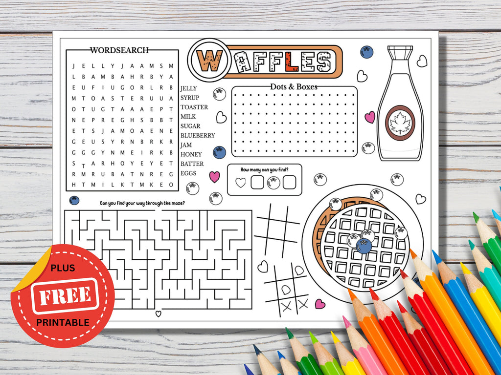 Waffles Coloring and Activity Placemat
