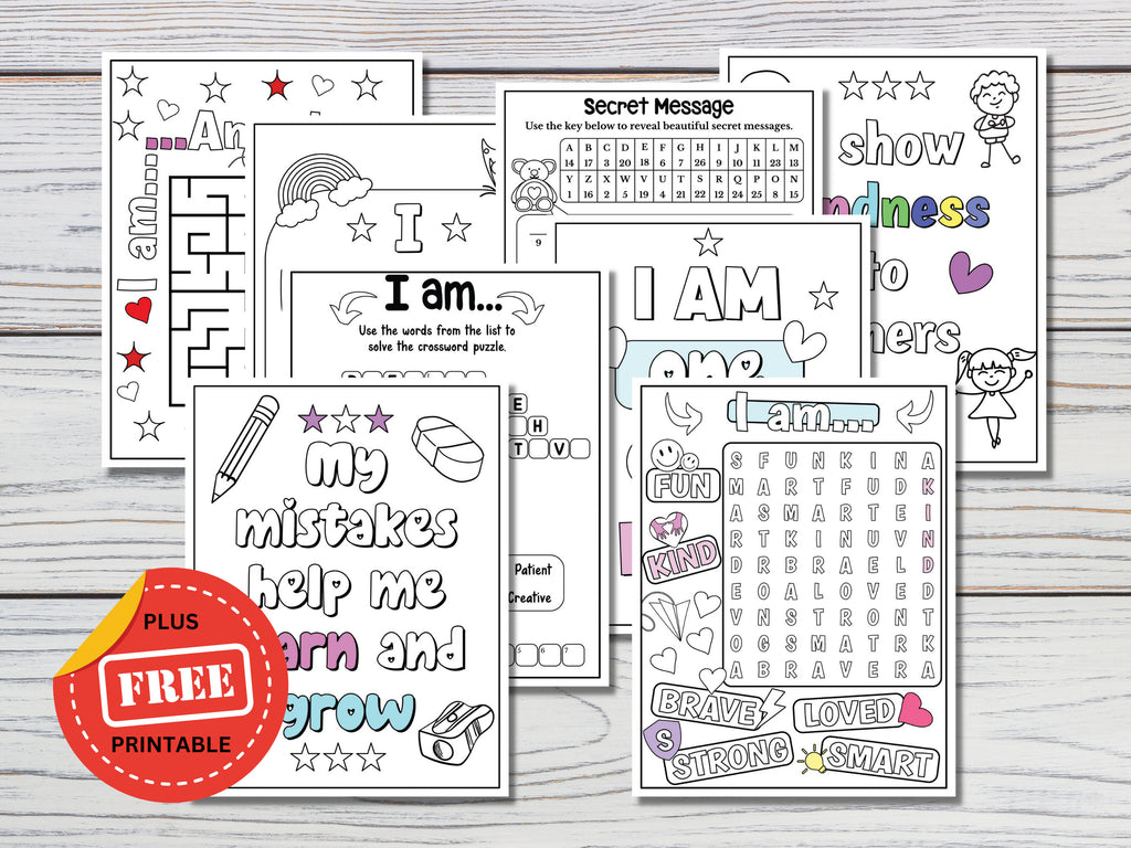 Positive Affirmation Activity and Coloring Worksheets for Kids