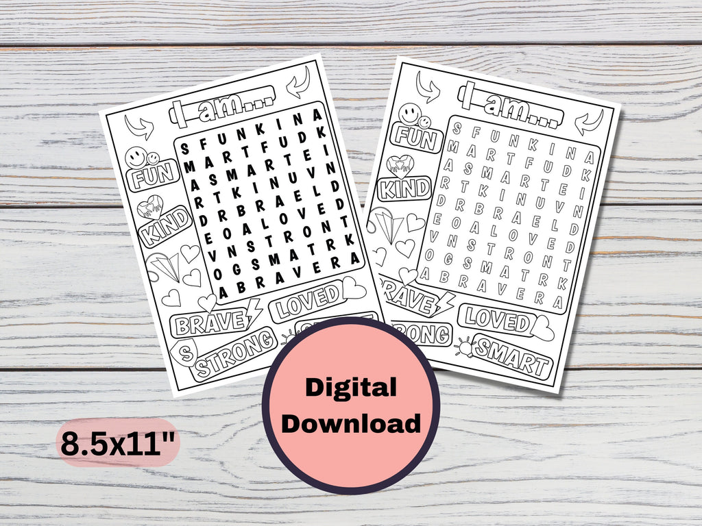 Positive Affirmation Activity and Coloring Worksheets for Kids