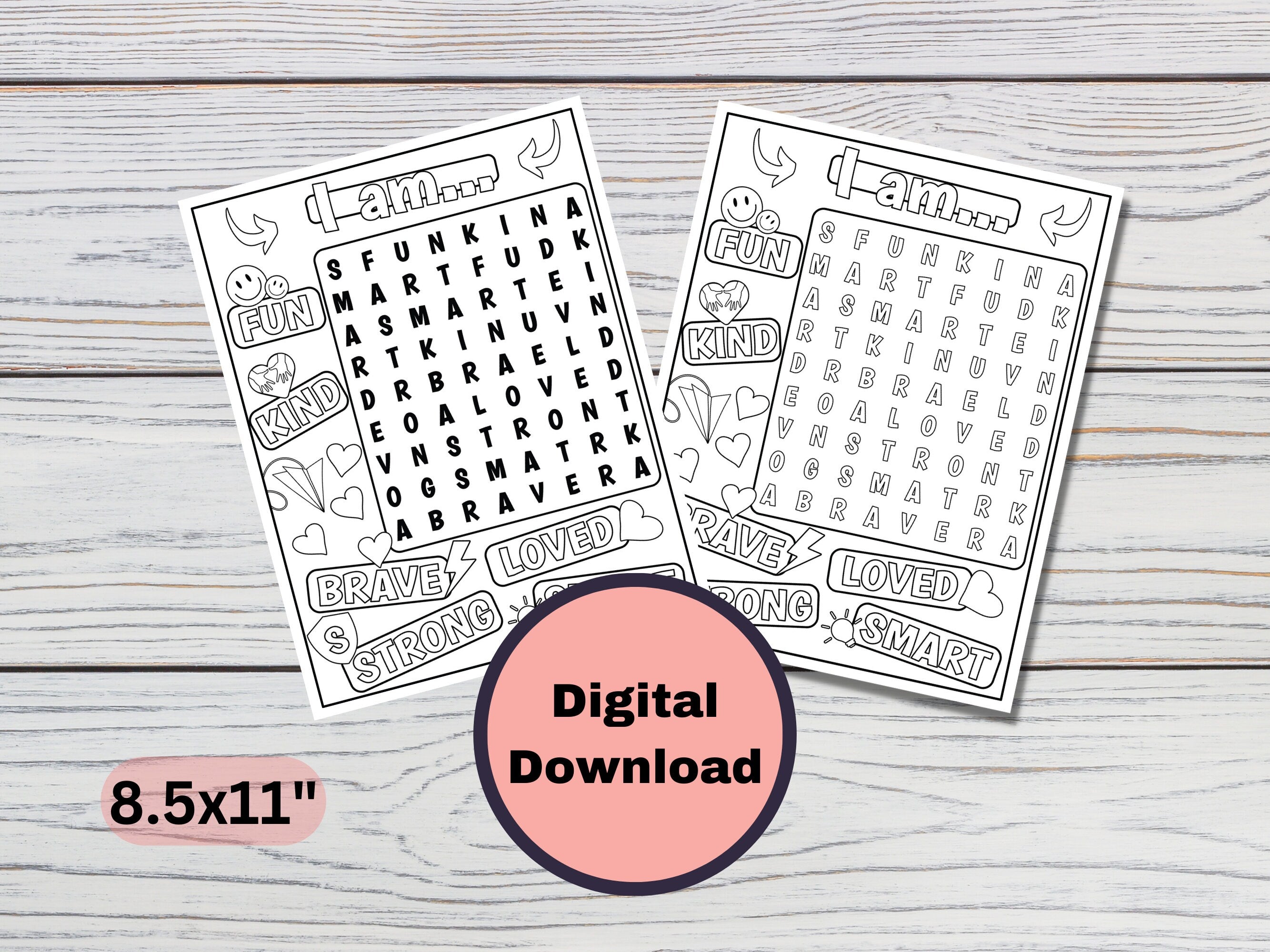 Positive Affirmation Activity and Coloring Worksheets for Kids