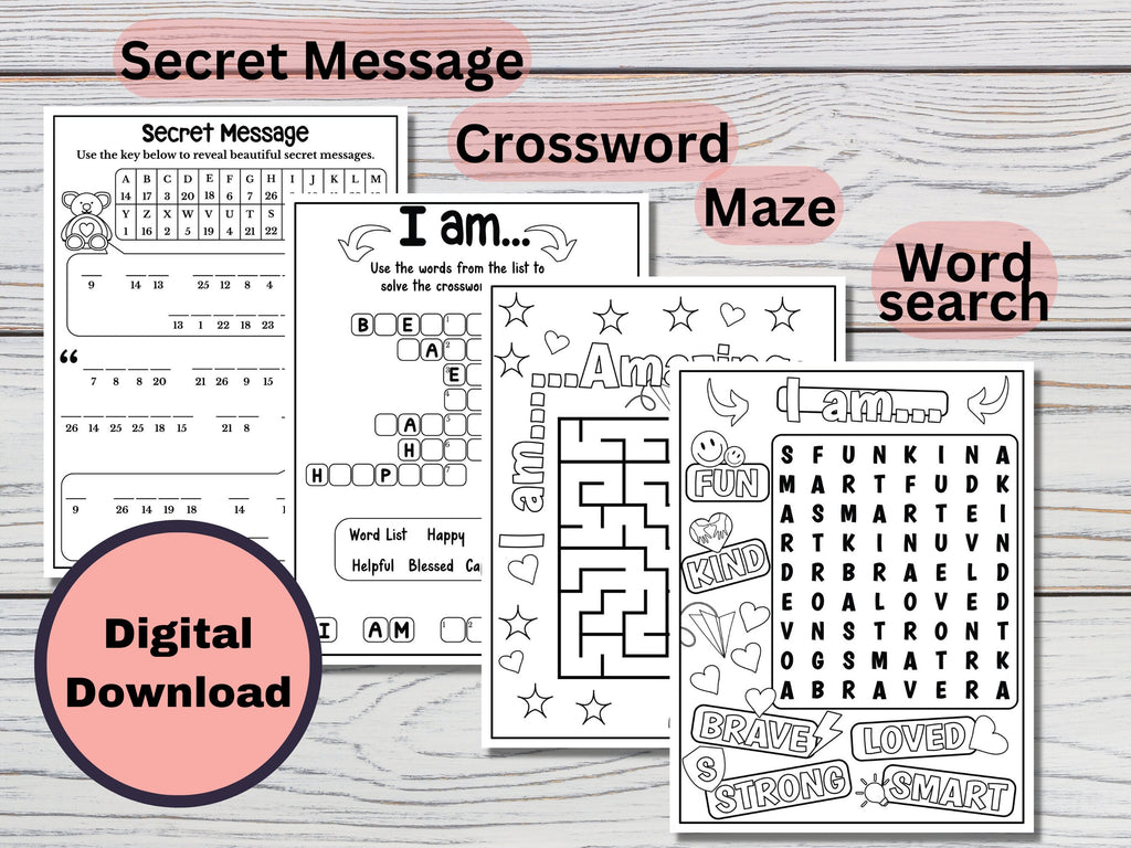 Positive Affirmation Activity and Coloring Worksheets for Kids