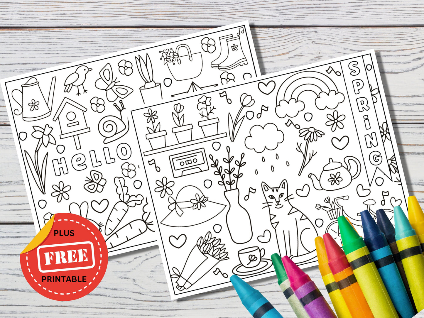 Printable Spring Doodle Coloring Pages