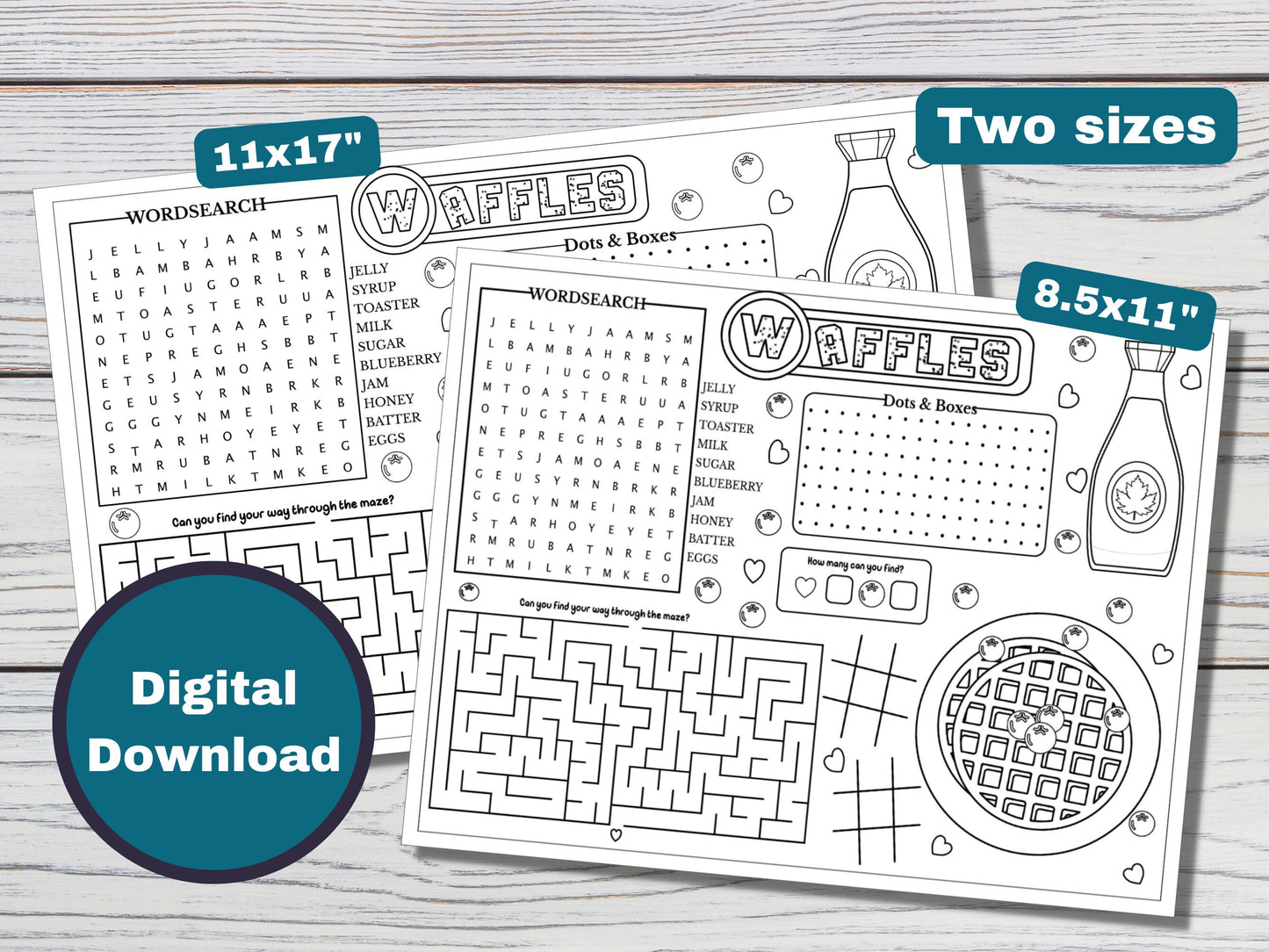 Waffles Coloring and Activity Placemat