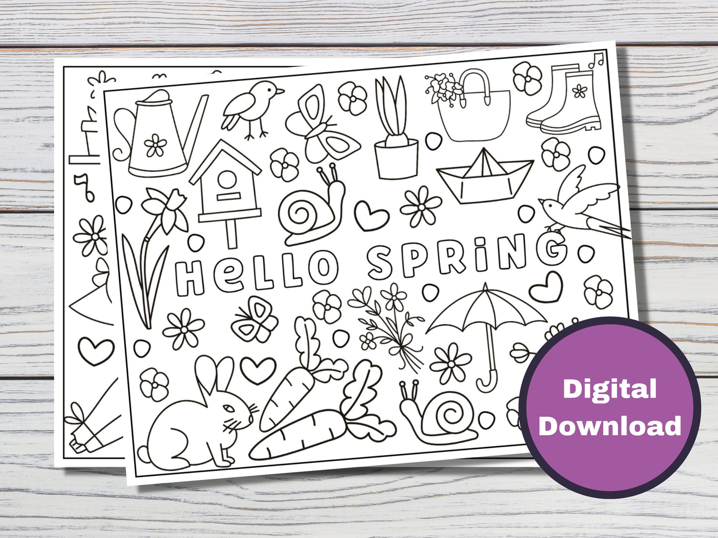 Printable Spring Doodle Coloring Pages