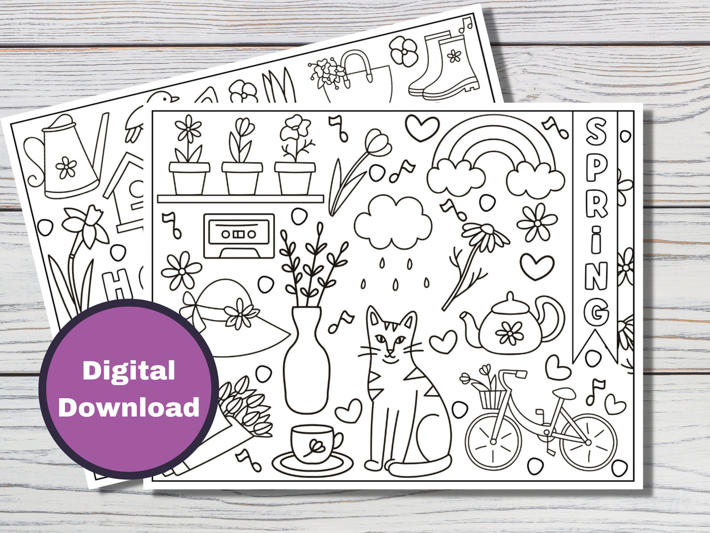 Printable Spring Doodle Coloring Pages