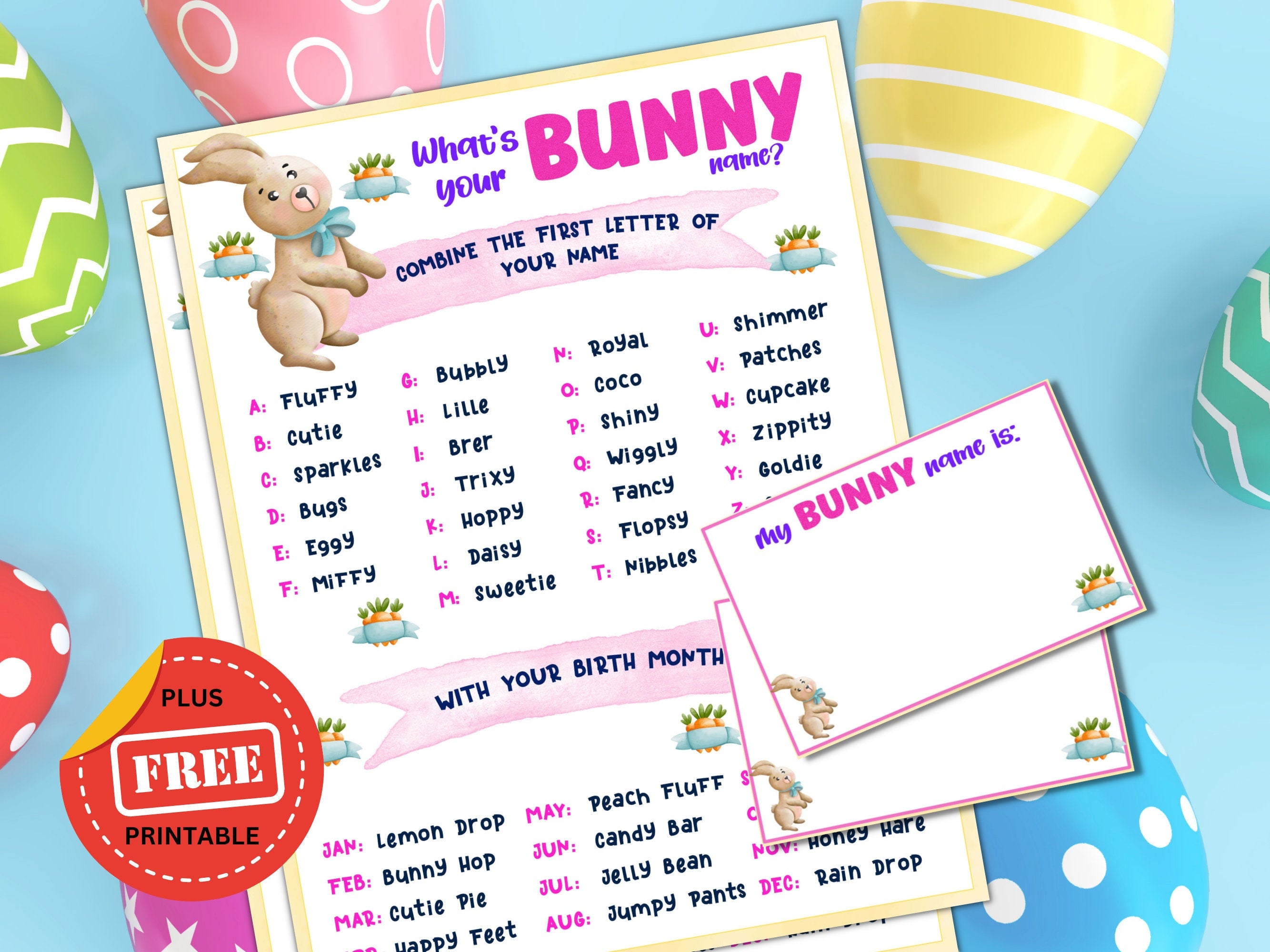What's Your Bunny Name - Easter Game Printable