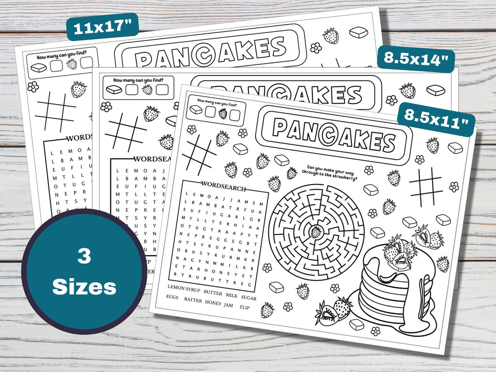 Pancakes Activity and Coloring Placemat