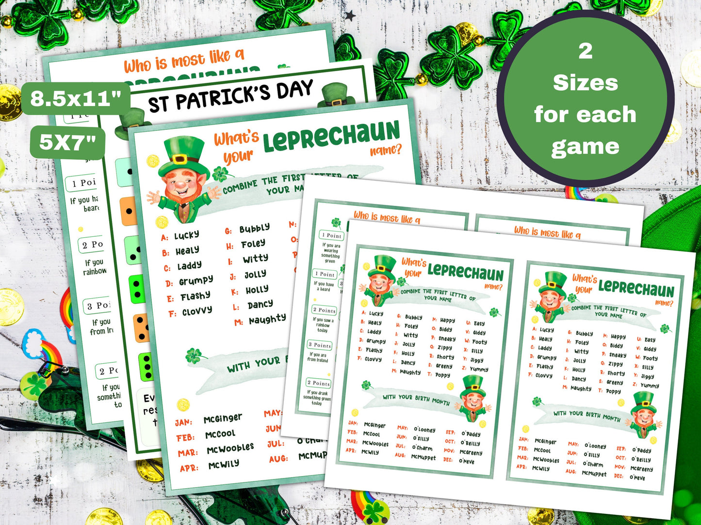 St. Patrick's Day Party Games and Activity Bundle for Kids and Adult - 6 Games