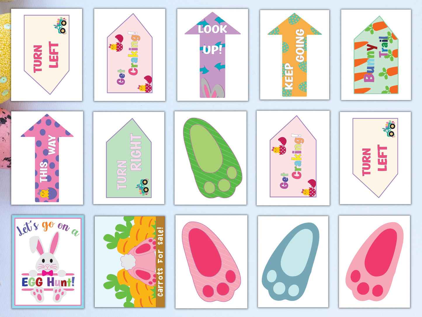 Easter Egg Hunt Signs Printable - Yard Decorations and Props