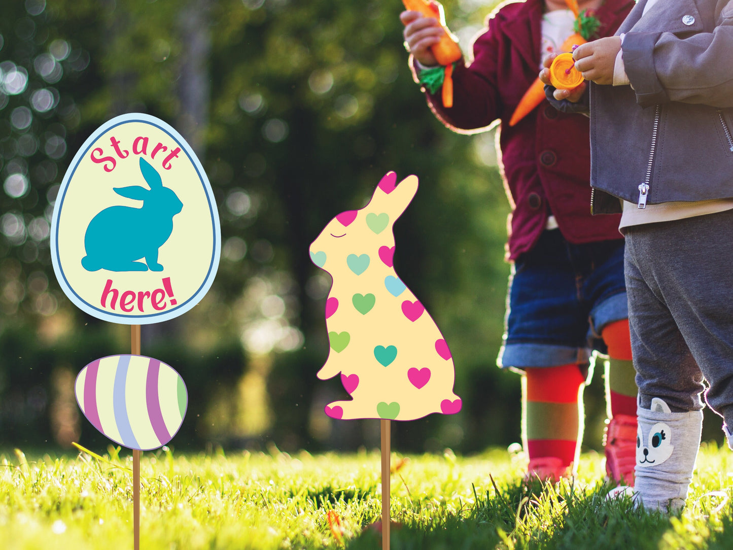 Easter Egg Hunt Signs Printable - Yard Decorations and Props