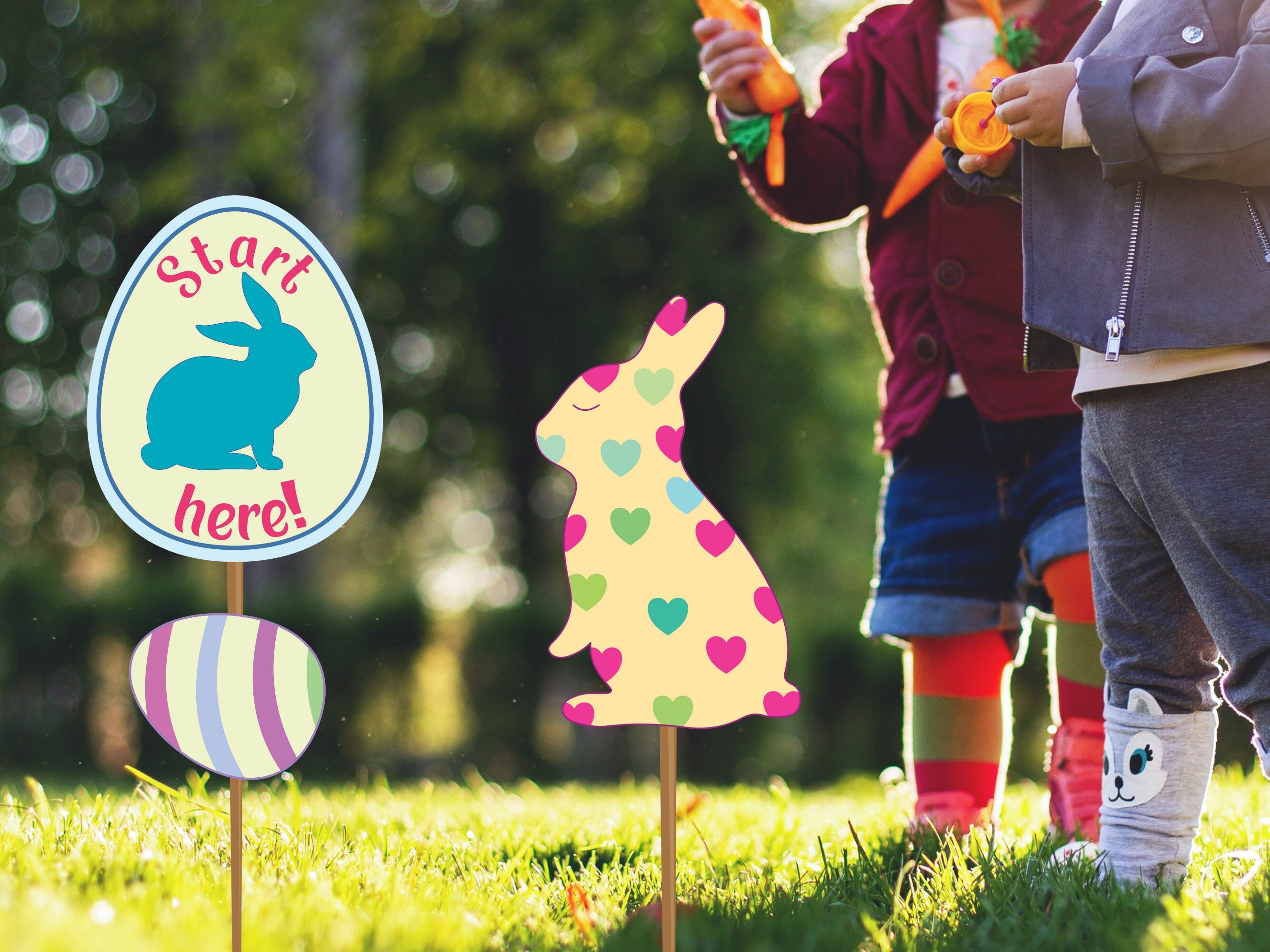 Easter Egg Hunt Signs Printable - Yard Decorations and Props