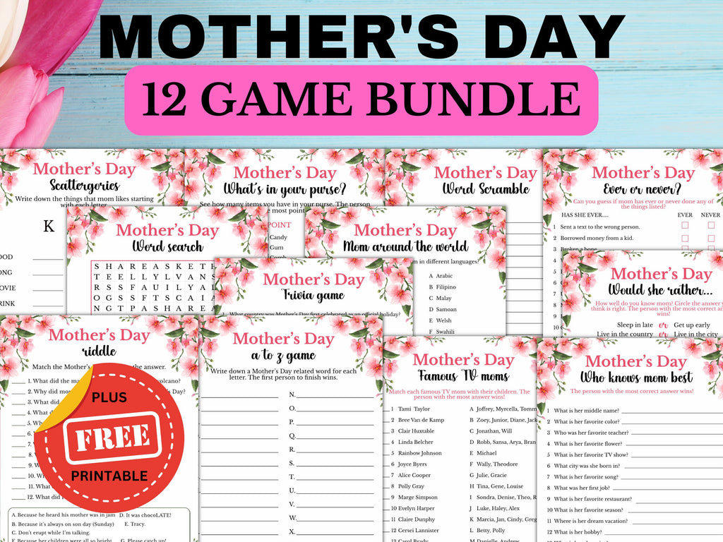 Printable Mother's Day Games - 12 Games