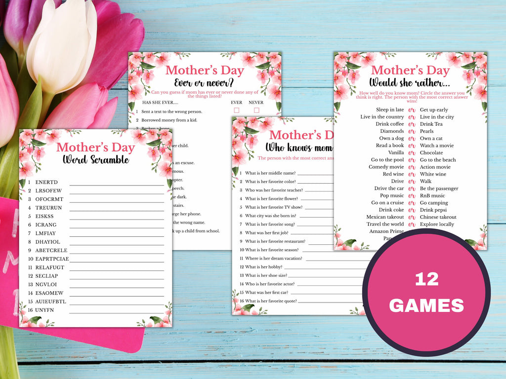 Printable Mother's Day Games - 12 Games