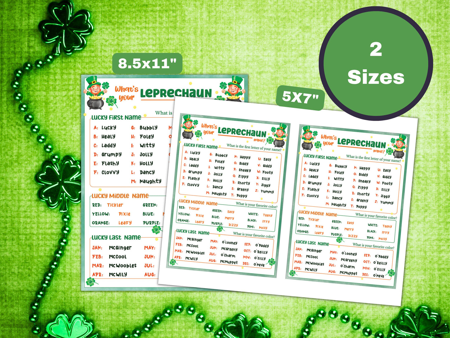 What's Your Leprechaun Name Game