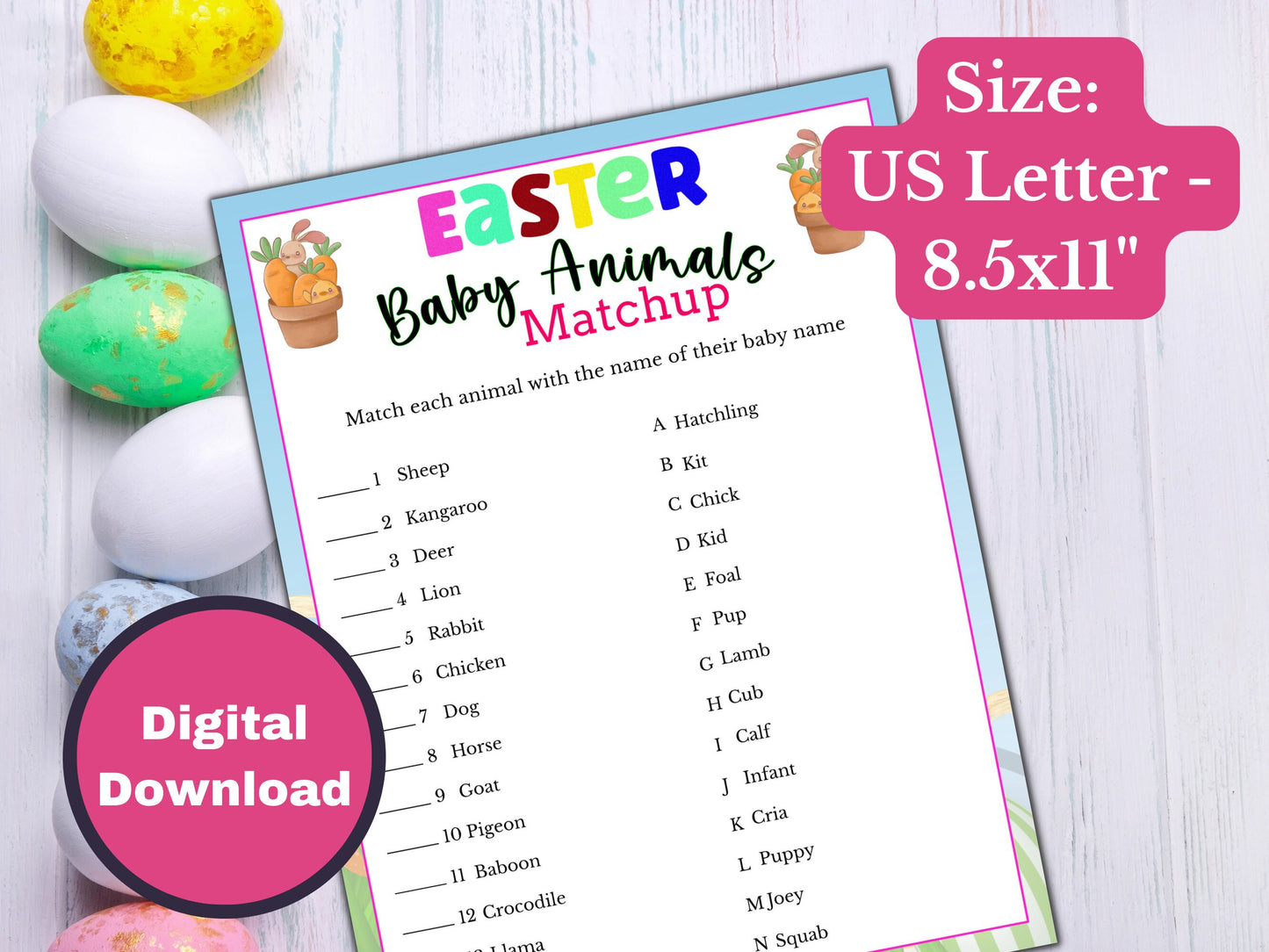 Baby Animal Matchup - Easter Game