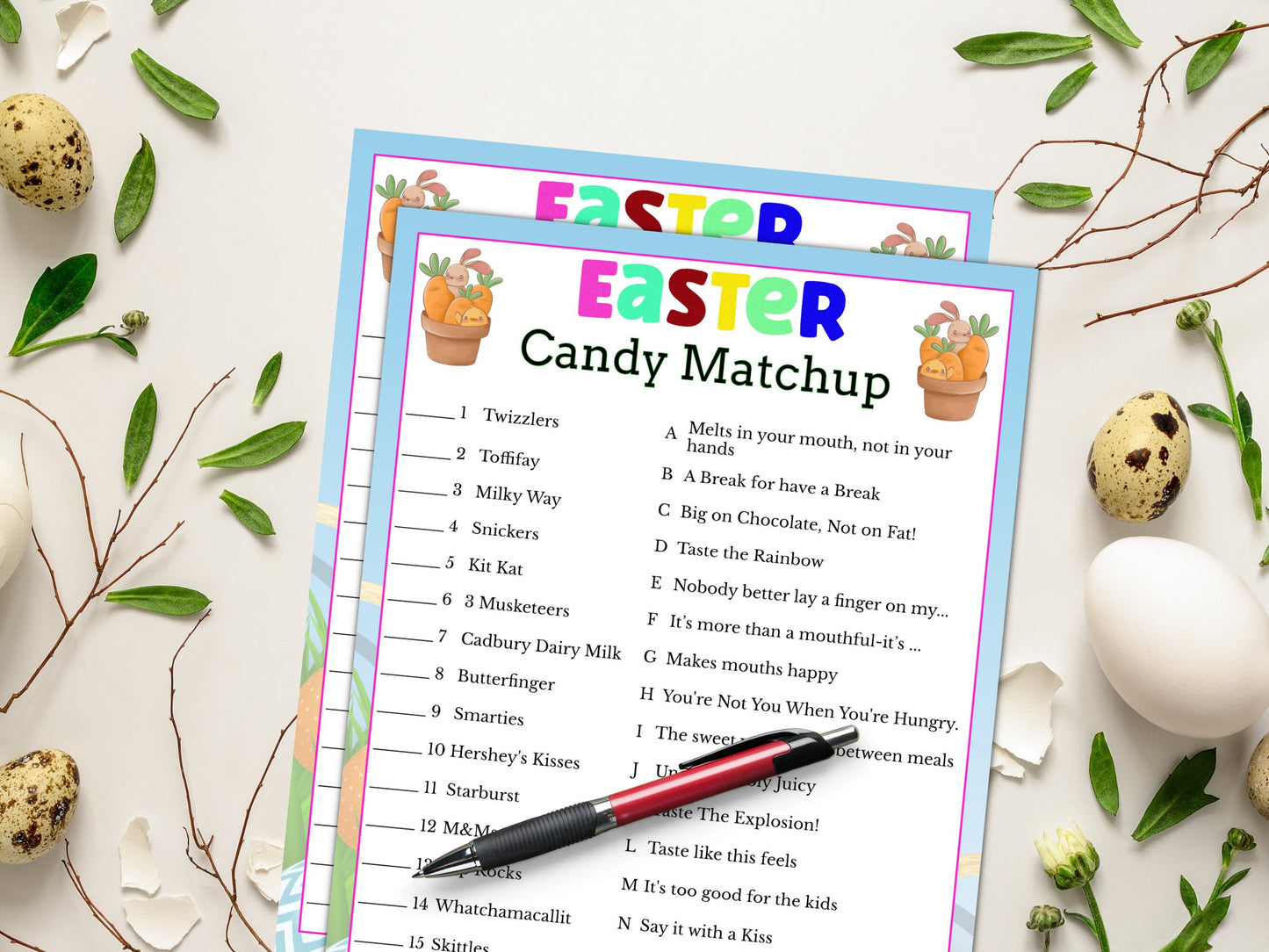 Easter Candy Matchup Game