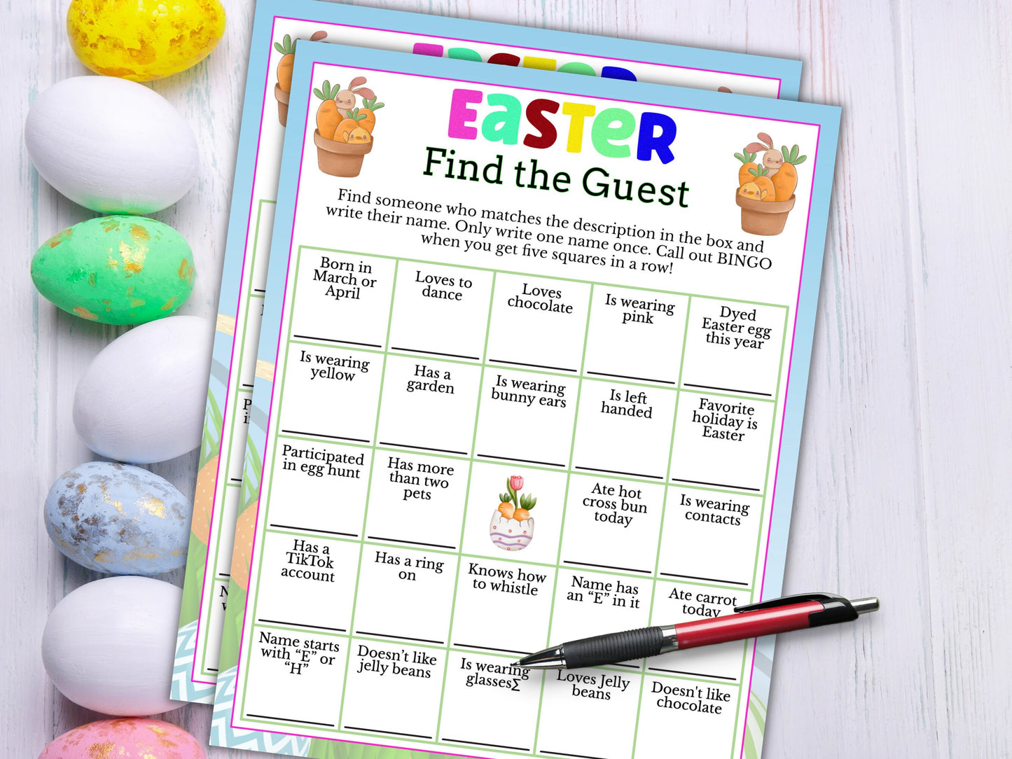 Easter Find the Guest Bingo Game