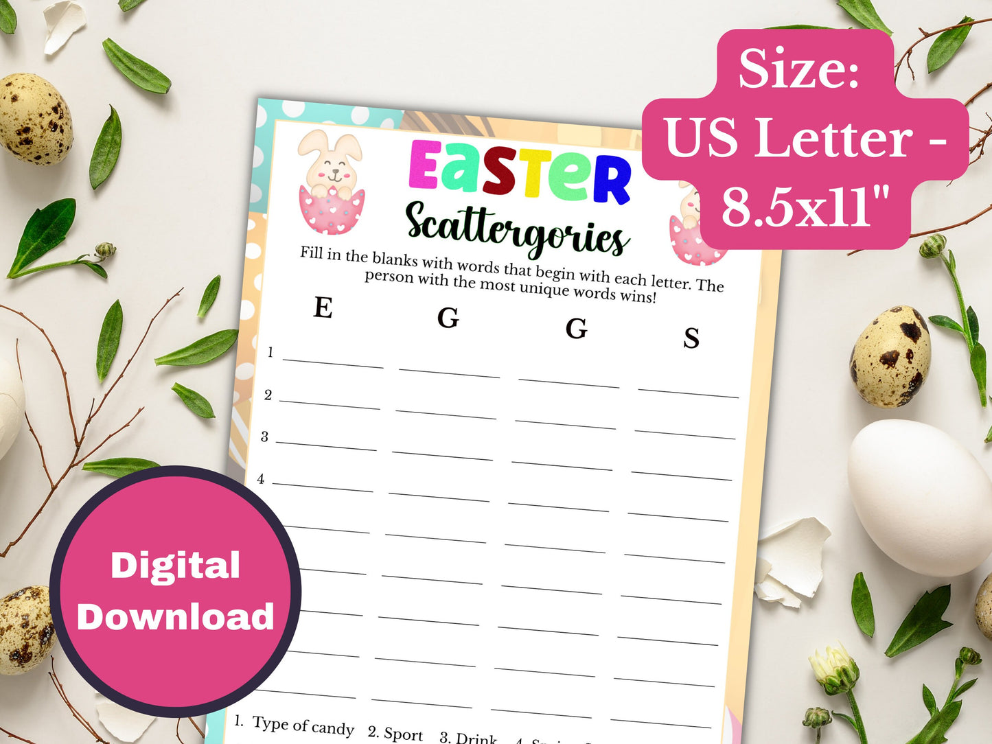 Easter Scattergories Game