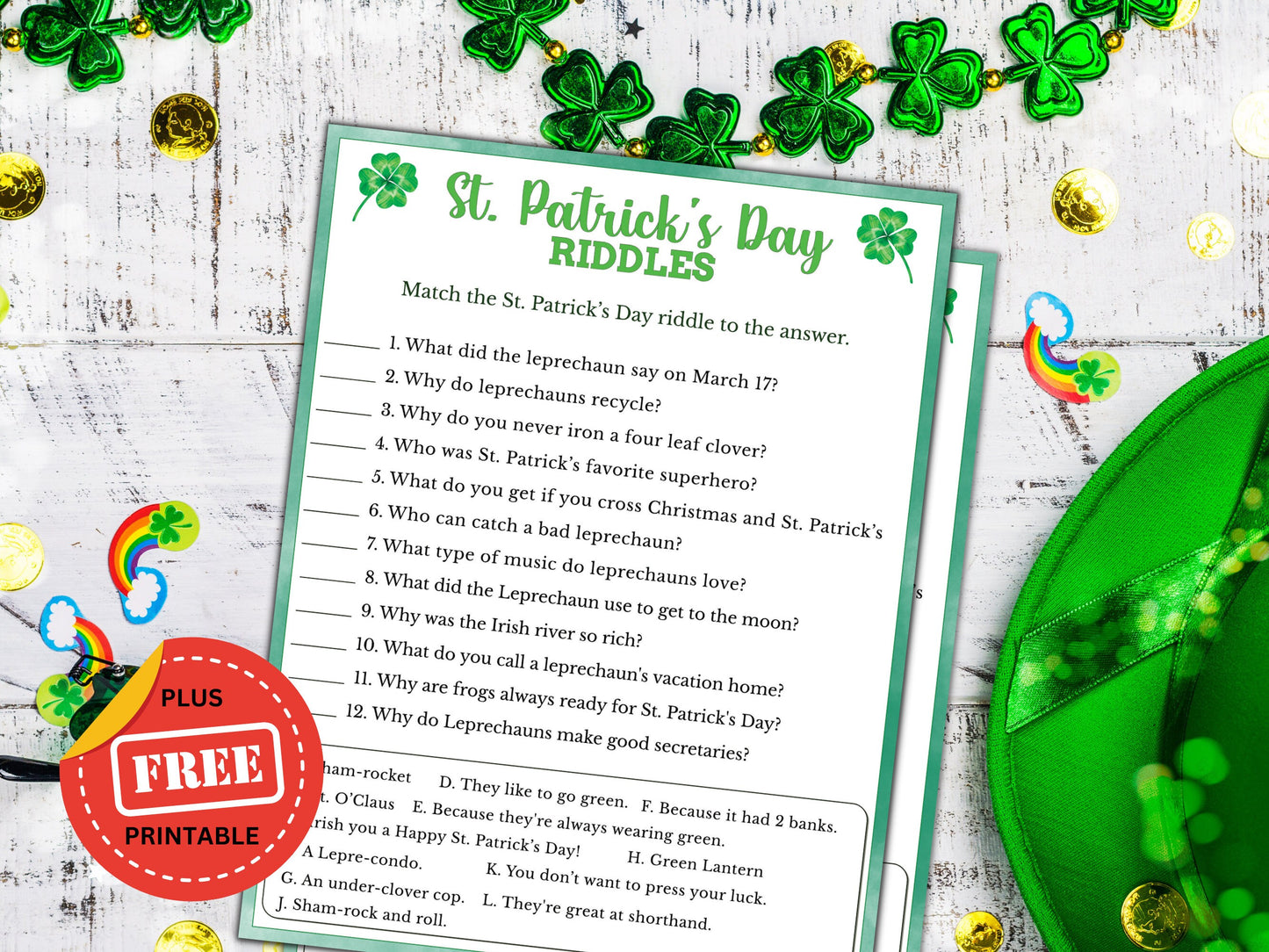 St Patrick's Day Riddle Game for Kids and Adults