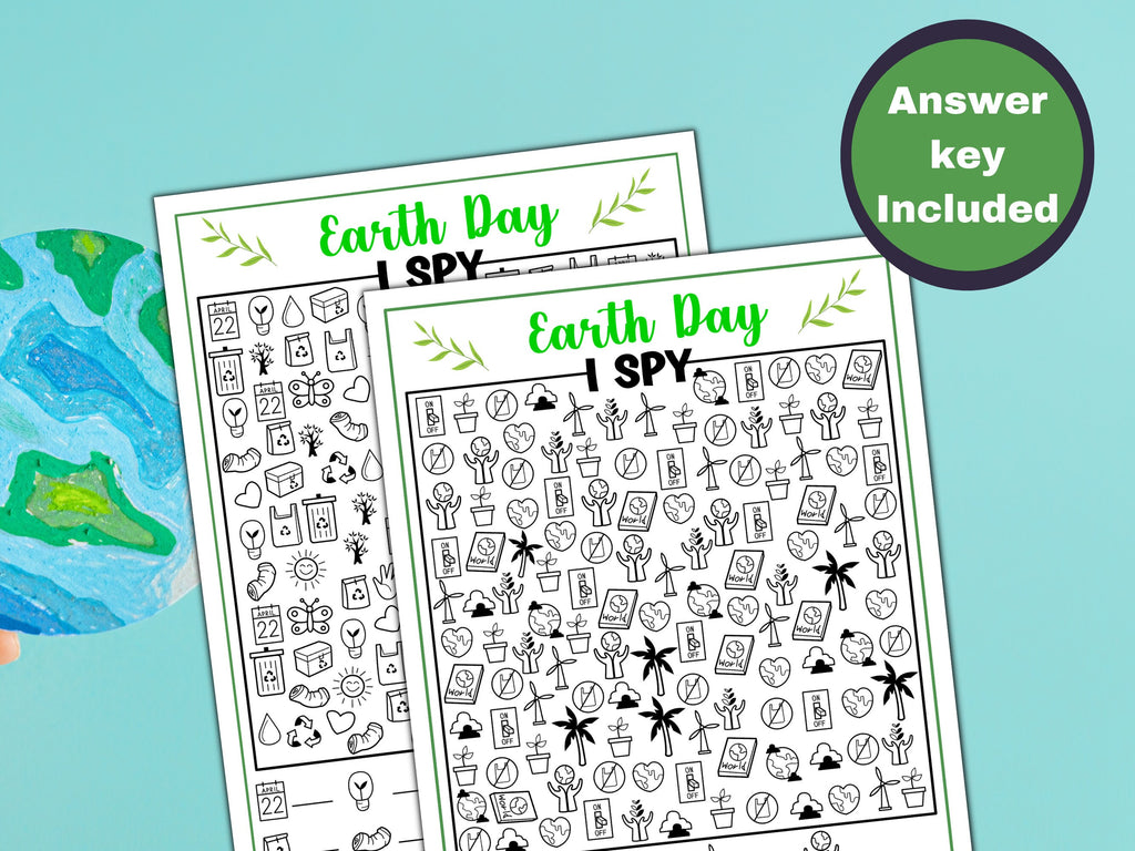 Earth Day ISPY Worksheets for Kids