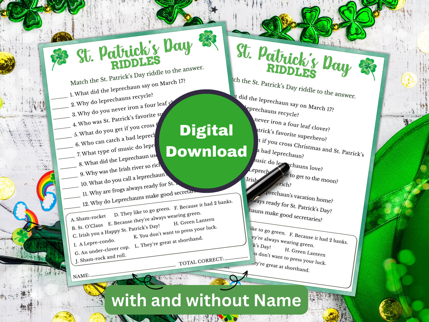 St Patrick's Day Riddle Game for Kids and Adults