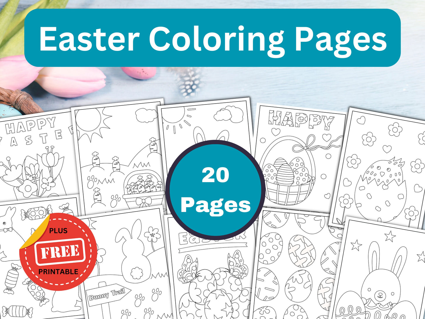 Easter Coloring Pages for Kids - 20 Pages