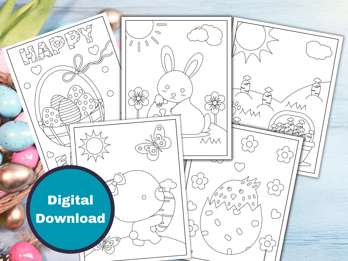 Easter Coloring Pages for Kids - 20 Pages