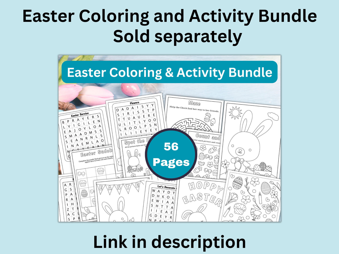 Easter Activity and Coloring Pages for Kids - 22 Pack
