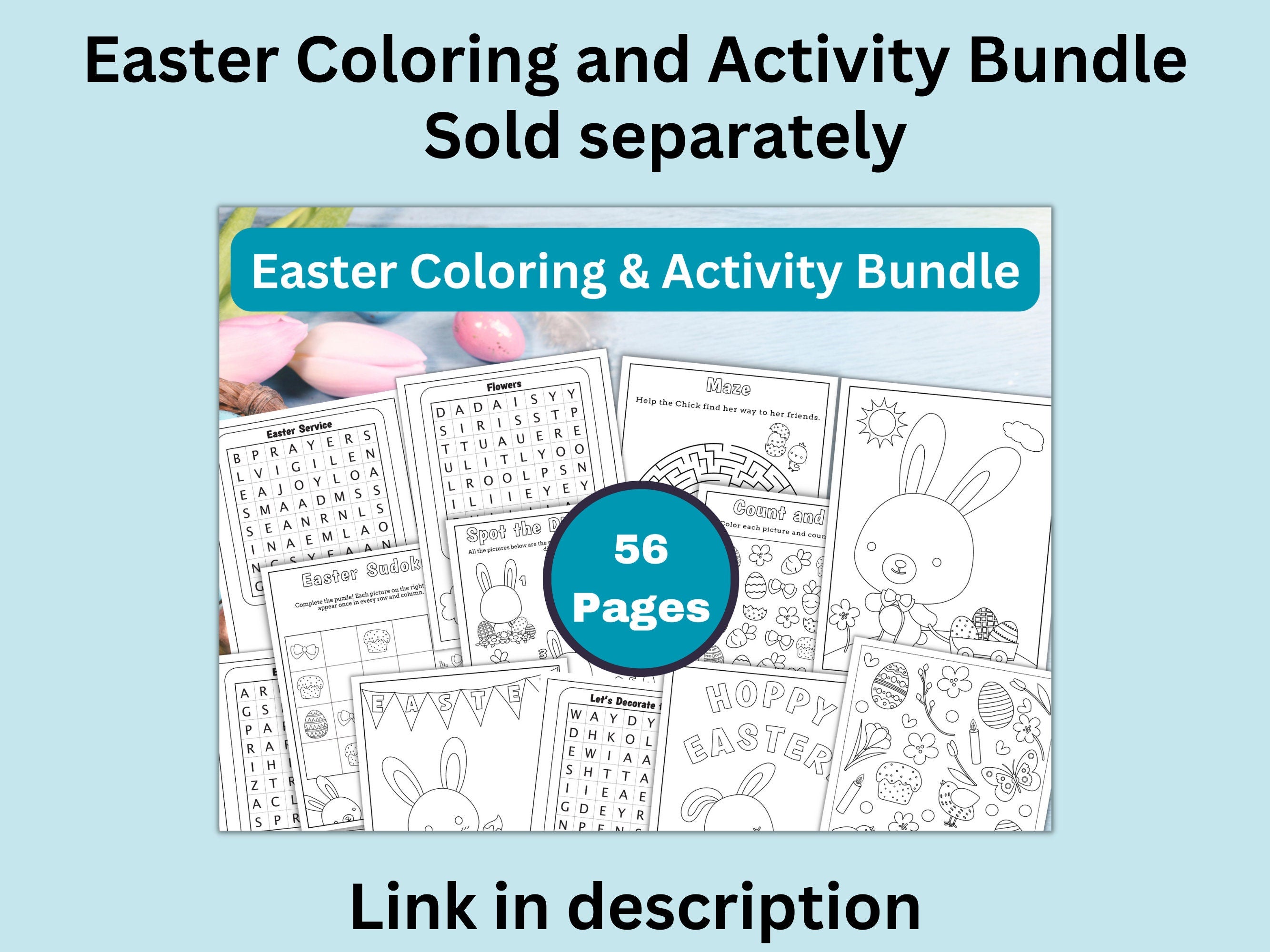 Easter Activity and Coloring Pages for Kids - 22 Pack