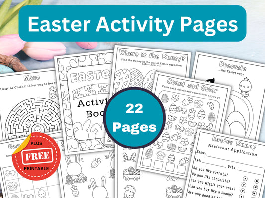 Easter Activity and Coloring Pages for Kids - 22 Pack