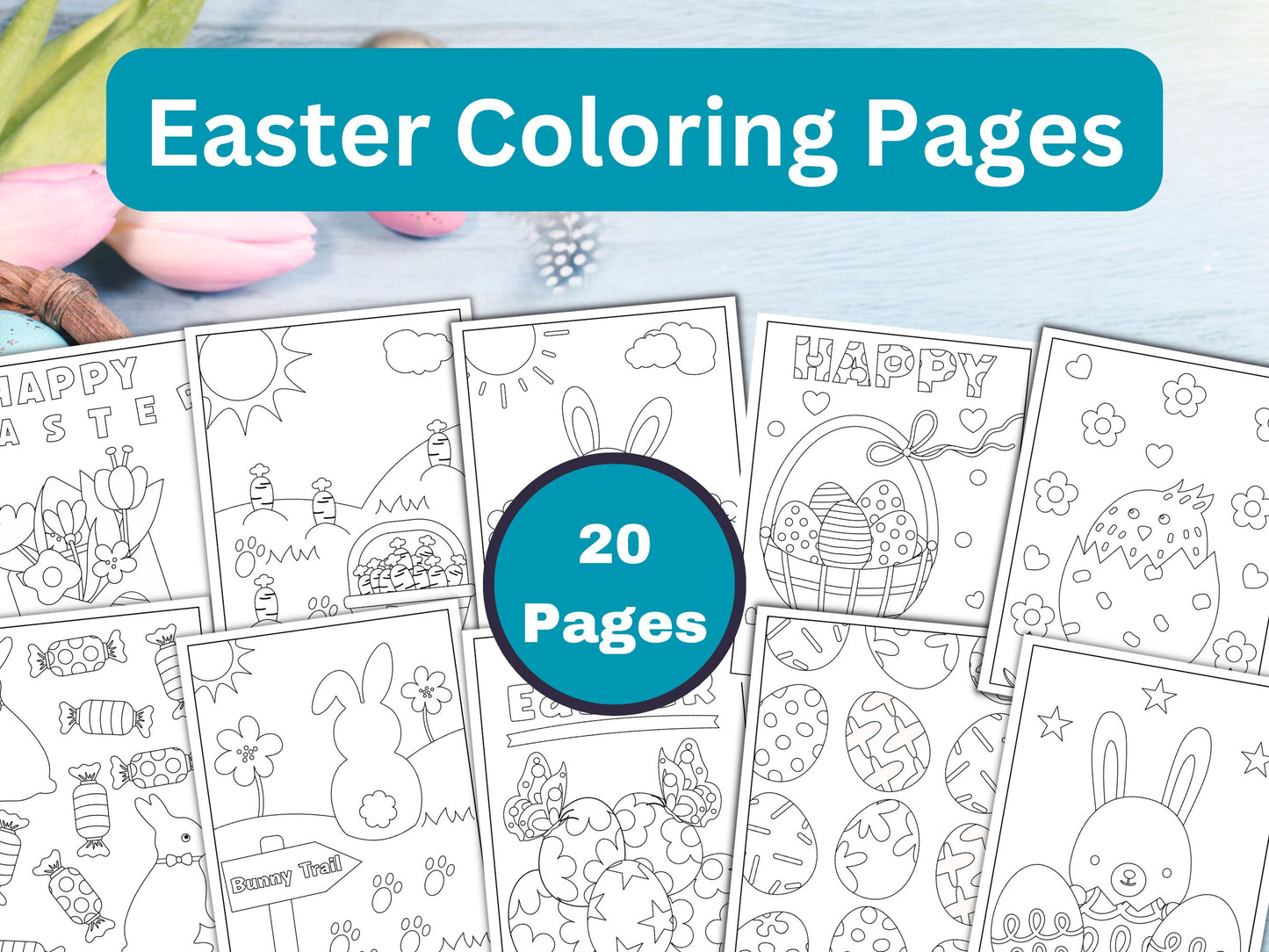 Easter Coloring and Activity Bundle for Kids - 56 Pack