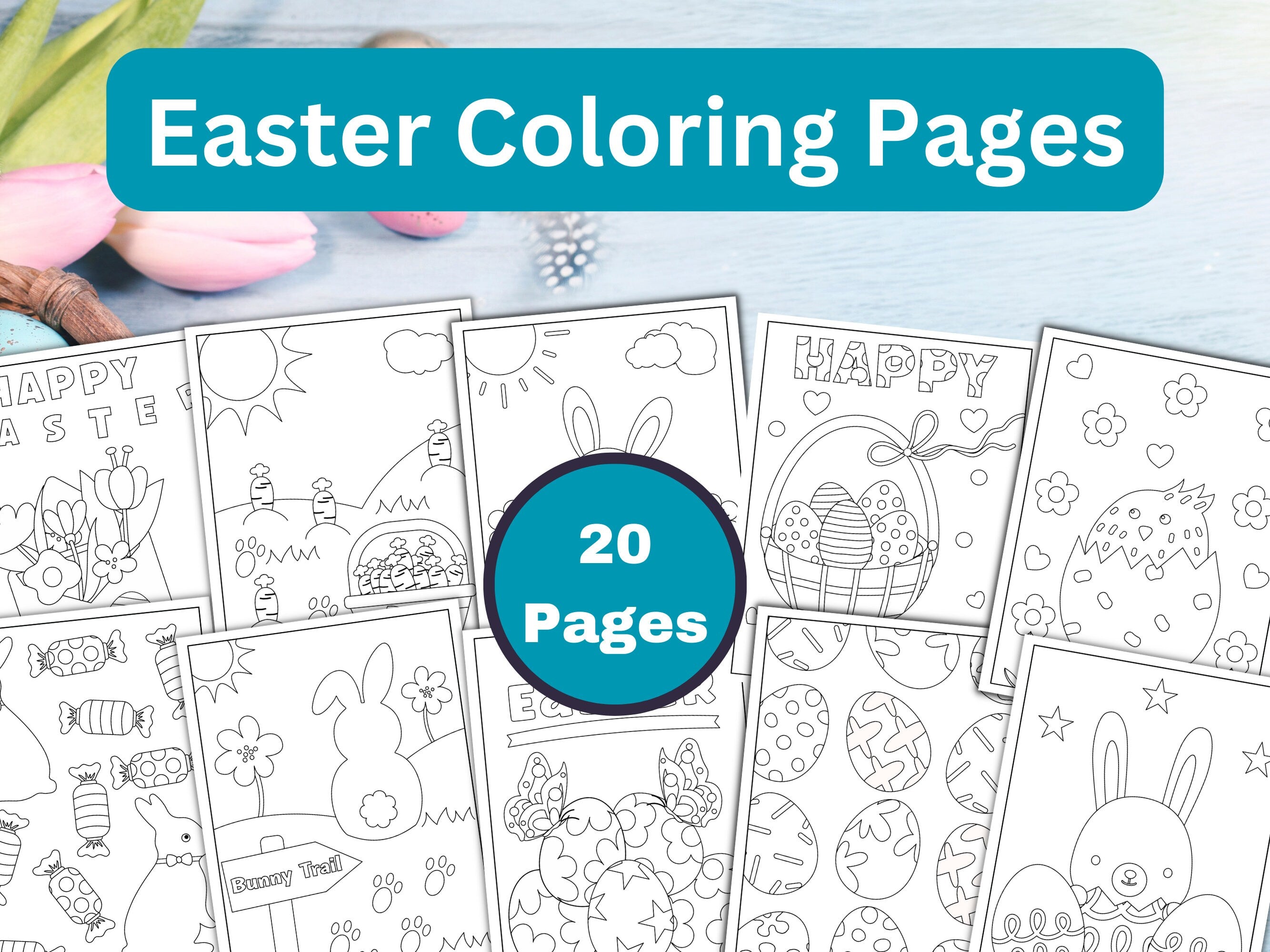 Easter Coloring and Activity Bundle for Kids - 56 Pack