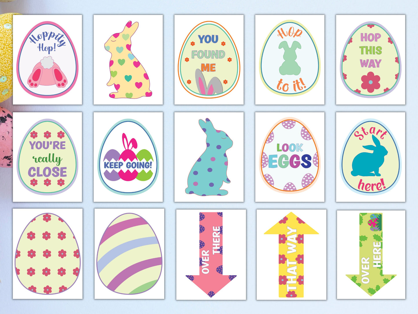 Easter Egg Hunt Signs Printable - Yard Decorations and Props