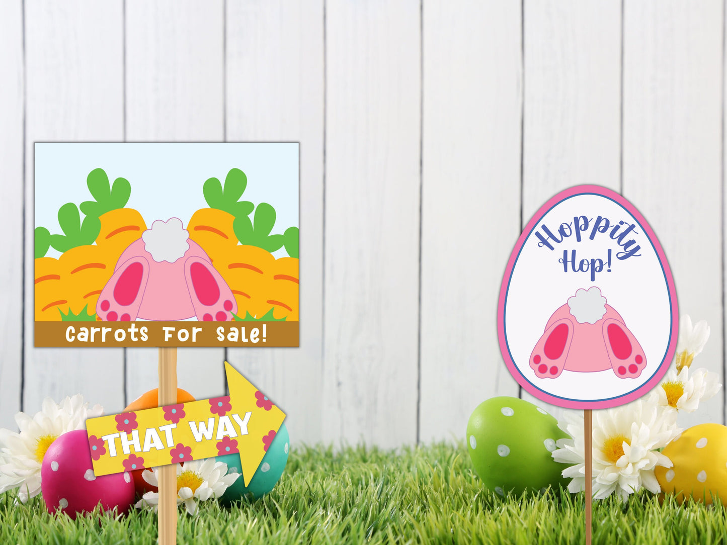 Easter Egg Hunt Signs Printable - Yard Decorations and Props