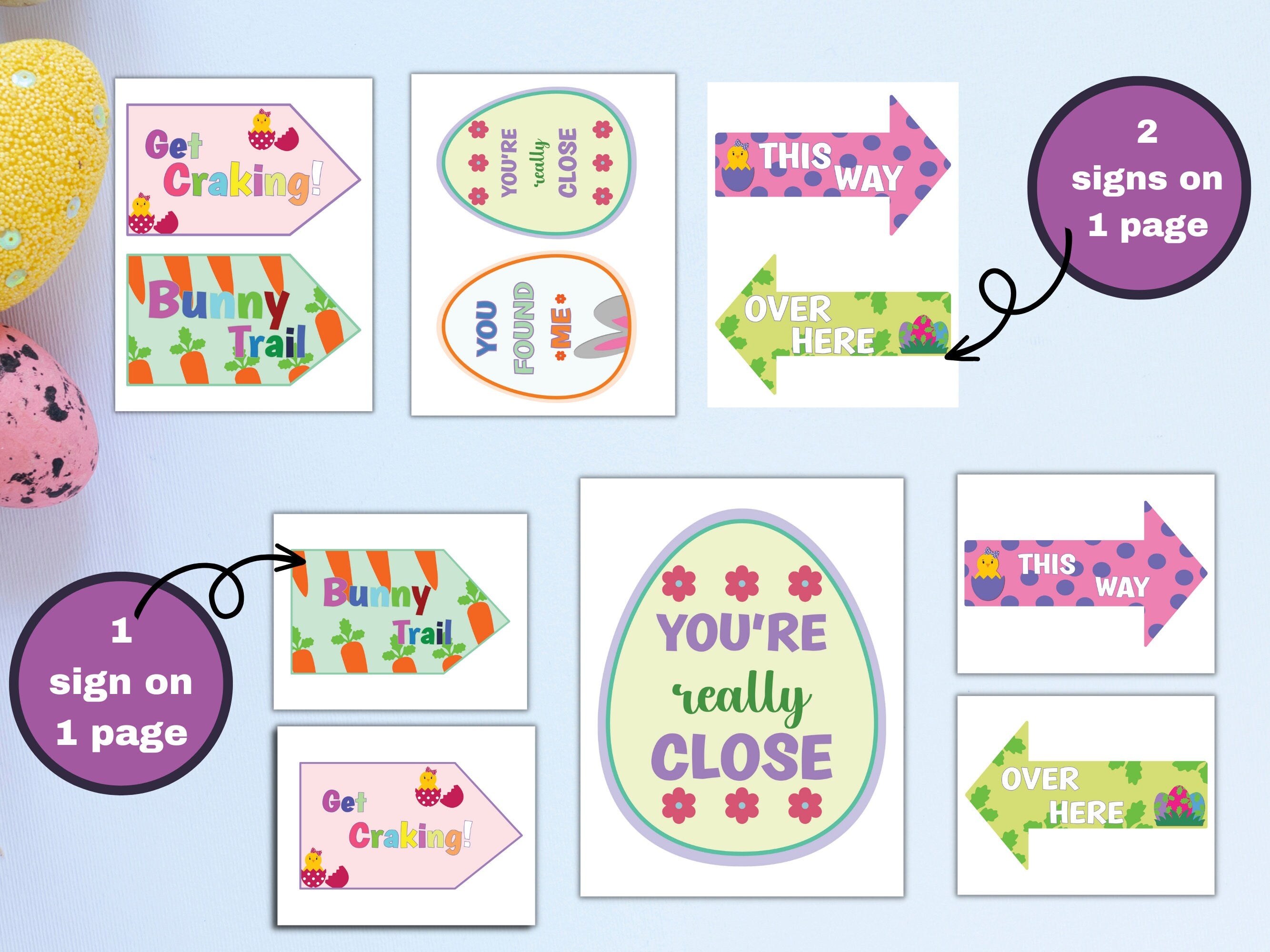 Easter Egg Hunt Signs Printable - Yard Decorations and Props