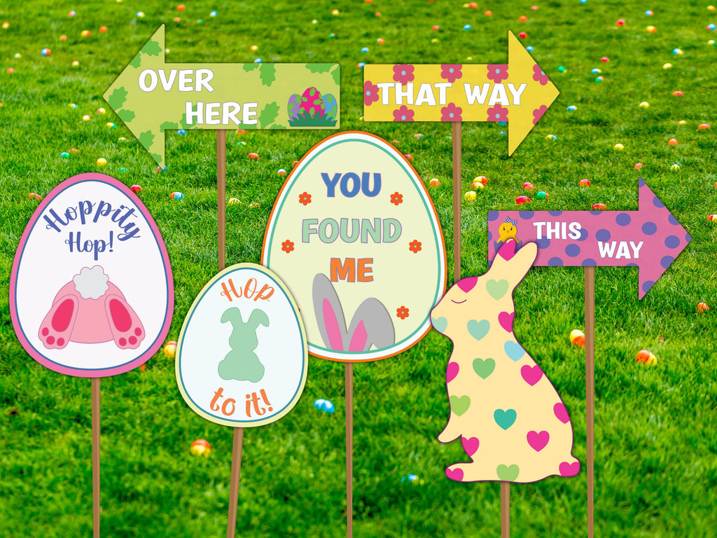 Easter Egg Hunt Signs Printable - Yard Decorations and Props