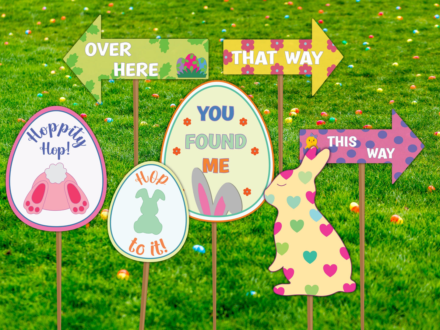 Easter Egg Hunt Signs Printable - Yard Decorations and Props