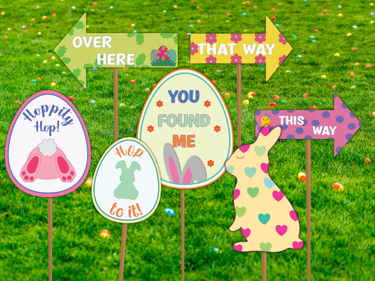 Easter Egg Hunt Signs Printable - Yard Decorations and Props