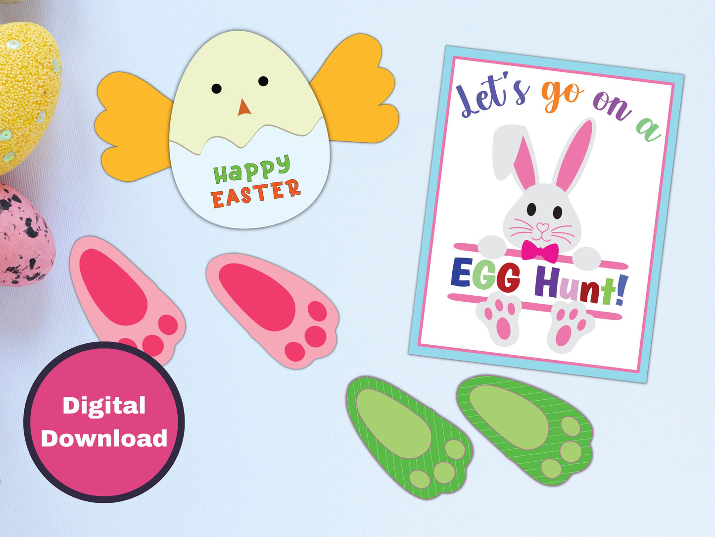 Easter Egg Hunt Signs Printable - Yard Decorations and Props