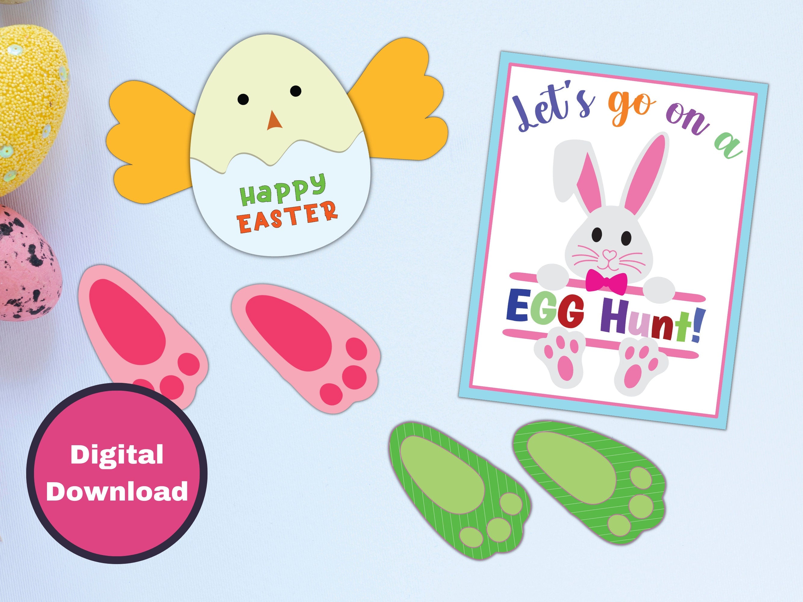 Easter Egg Hunt Signs Printable - Yard Decorations and Props