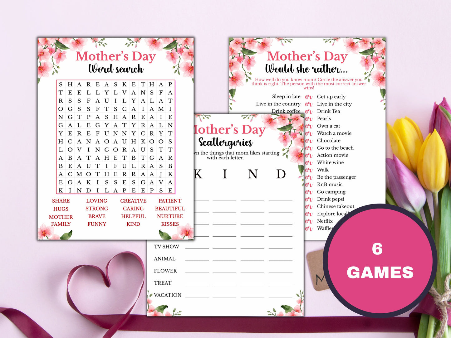 Mother's Day Party Games - 6 Games