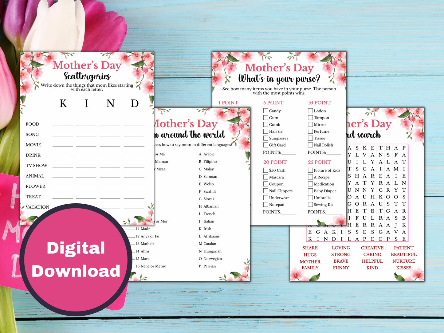 Printable Mother's Day Games - 12 Games