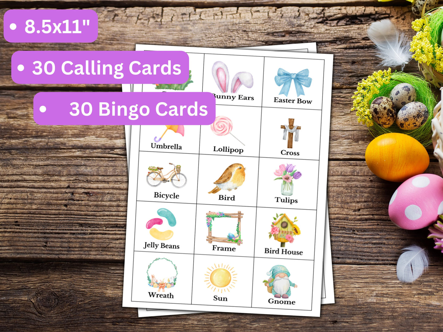 Easter Bingo Game - 30 Cards