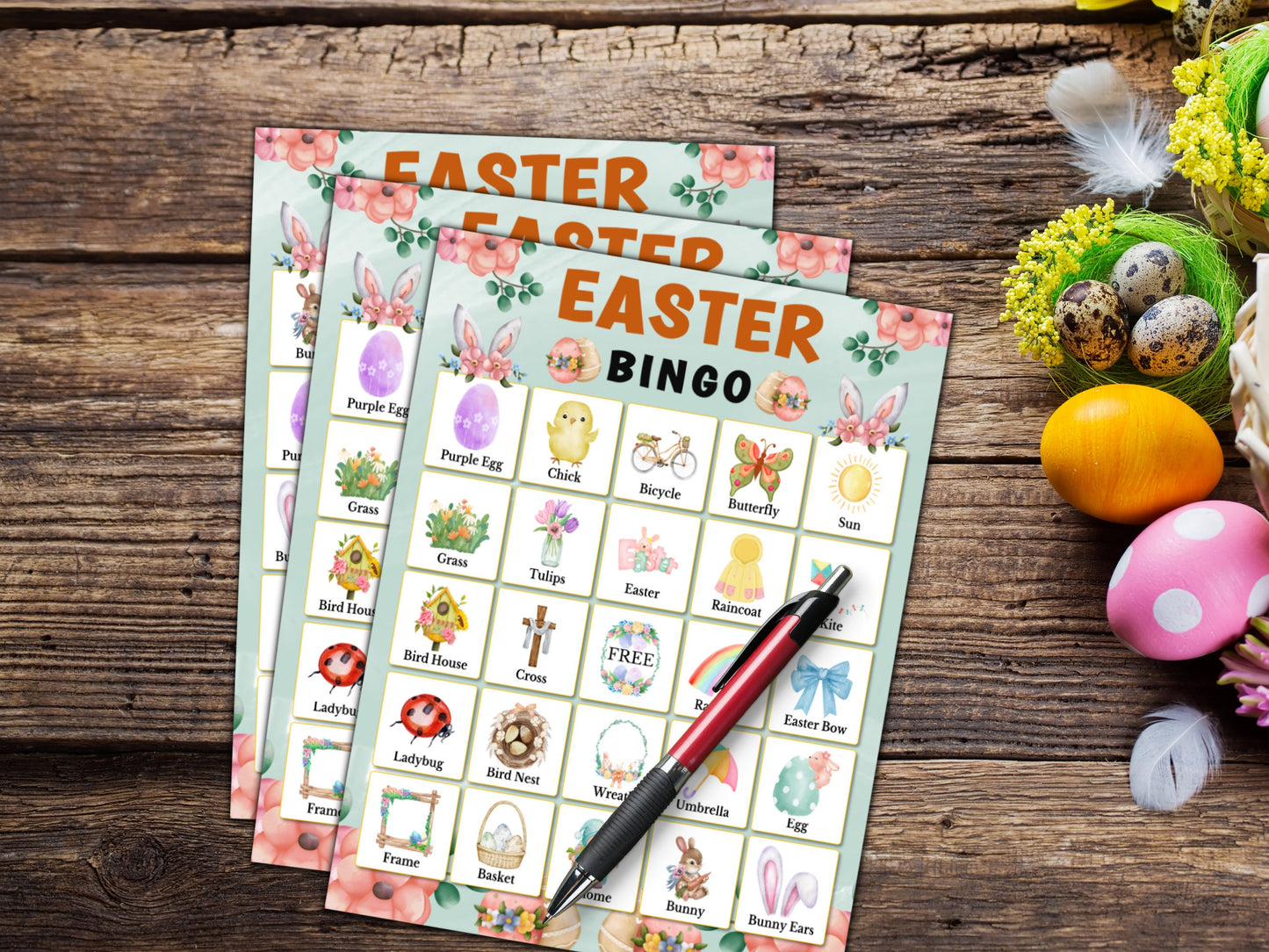 Easter Bingo Game - 30 Cards