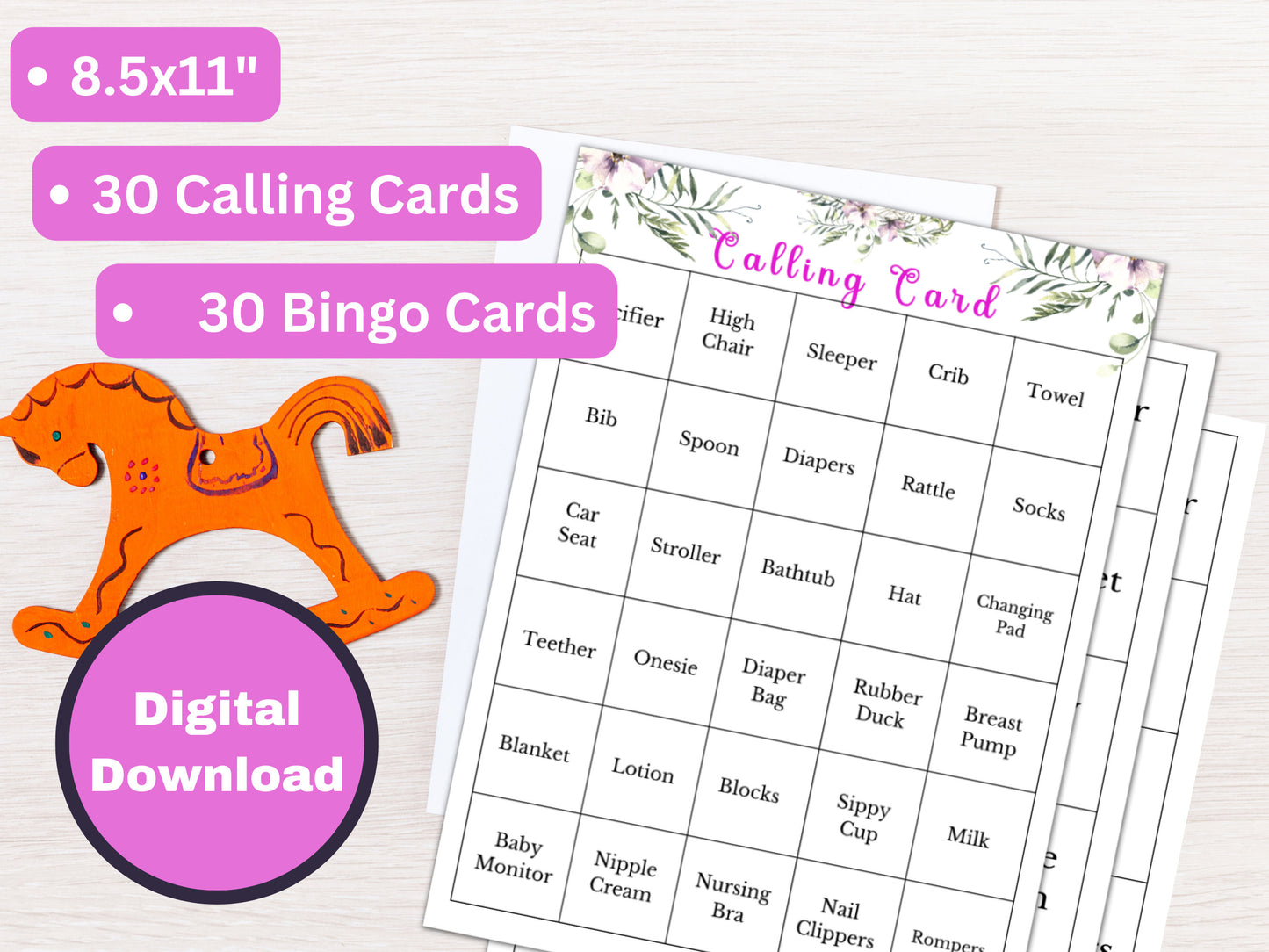 Baby Bingo Game - Pink Floral
